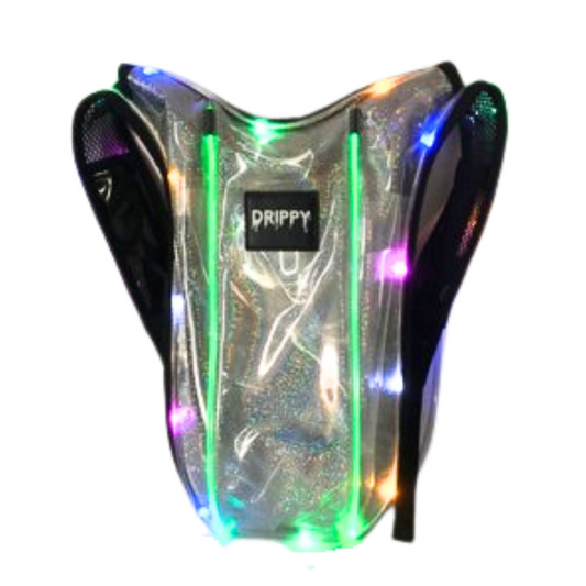 Clear Sparkles LED hydration pack with glitter finish