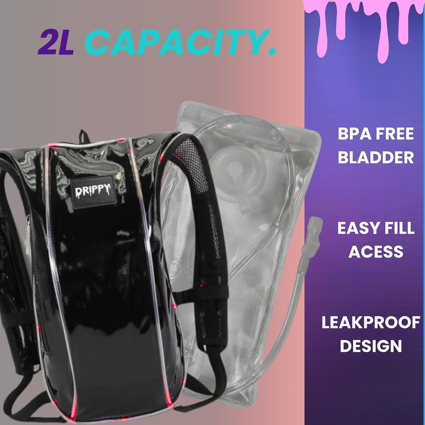 2L BPA-free leak-proof hydration bladder with easy fill access