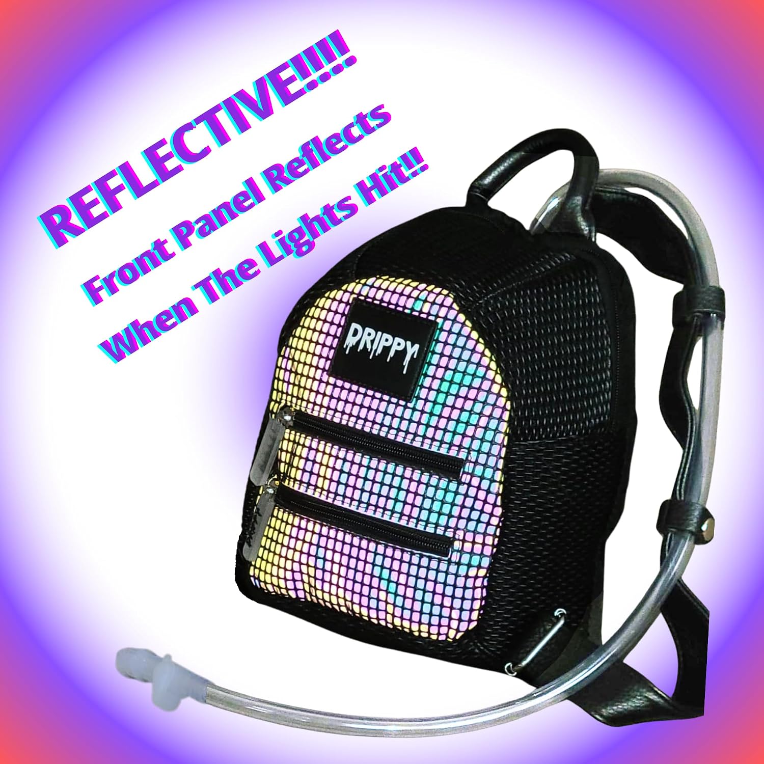 The Reflective Mini front panel flaring rainbow when stage lights hit it