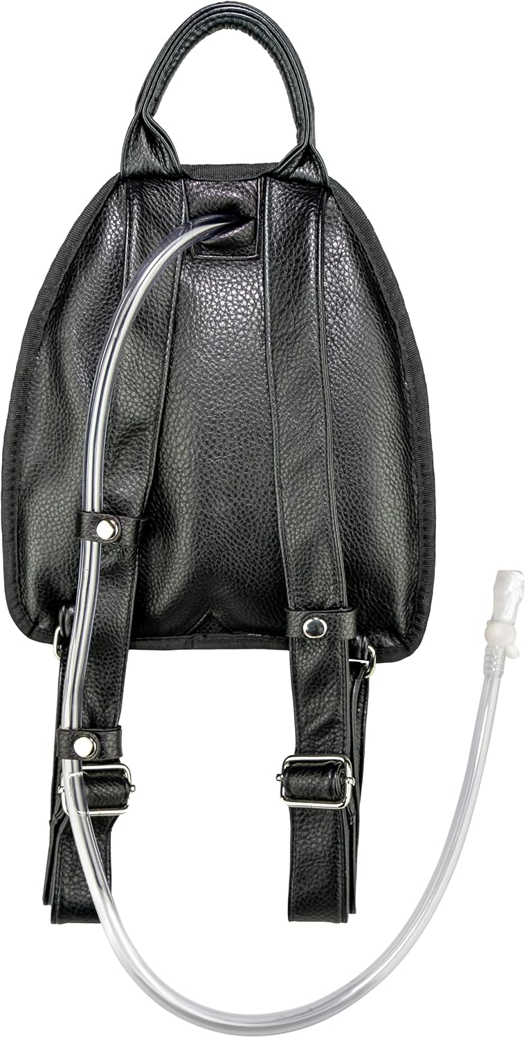 Back view of The Reflective Mini hydration pack showing adjustable straps and hydration hose routing